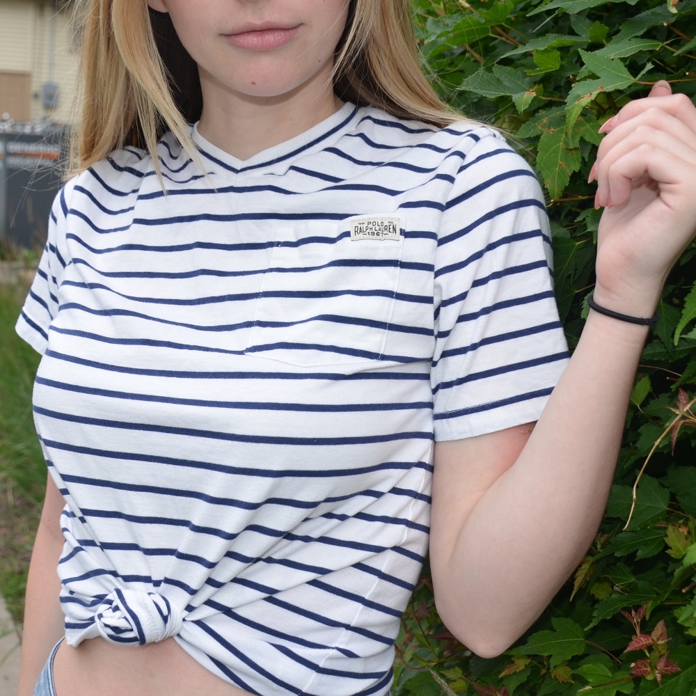 Purple Striped RL Tee